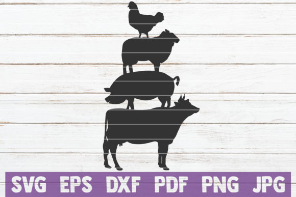 Farm Animals Cow Pig Sheep Chicken SVG