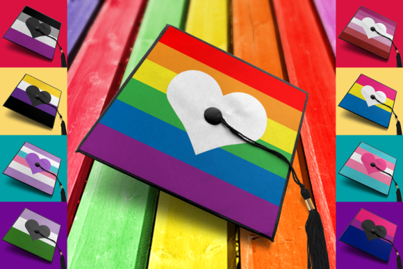 LGBT Pride Stripe Heart Graduation SVG